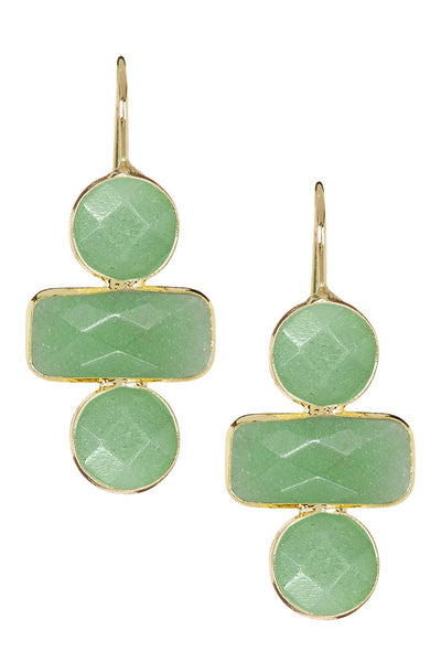 Green Aventurine Stack Drop Earrings - GF