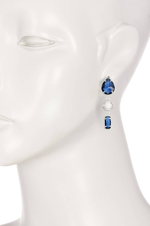 London Blue & Moonstone Crystal Stud Earrings - SF