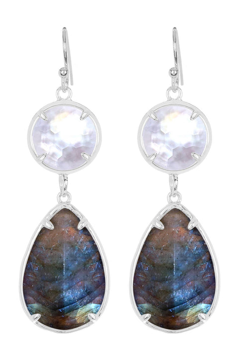 Labradorite With Pearl Drop Earrings - SF