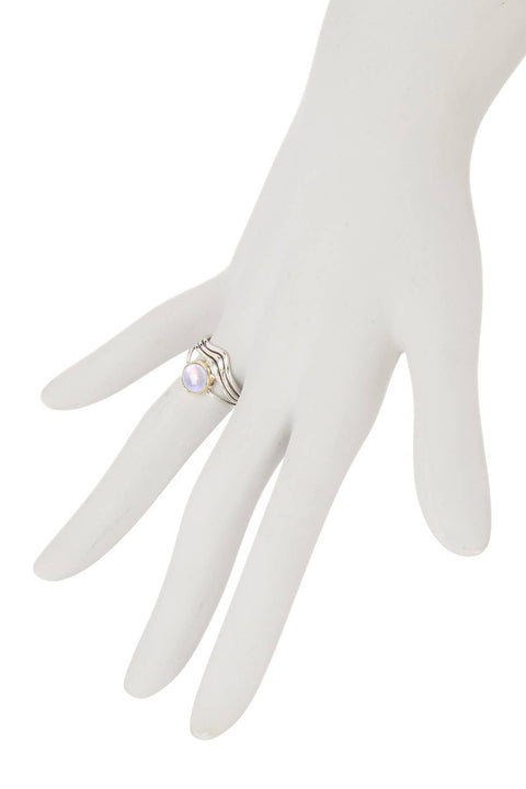 Mother Of Pearl & Two-Tone Freeform Ring - SF