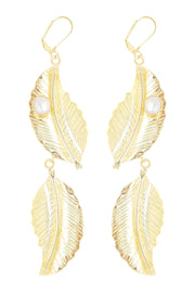 Freshwater Pearl & Leaf Statement Earrings - GF
