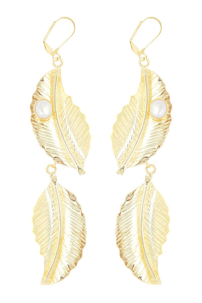 Freshwater Pearl & Leaf Statement Earrings - GF