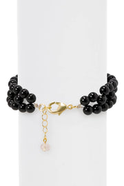 Black Onyx 6mm Beads Braided Bracelet - GF