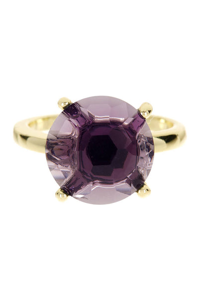 Lavender Crystal Prong Set Round Ring - GF