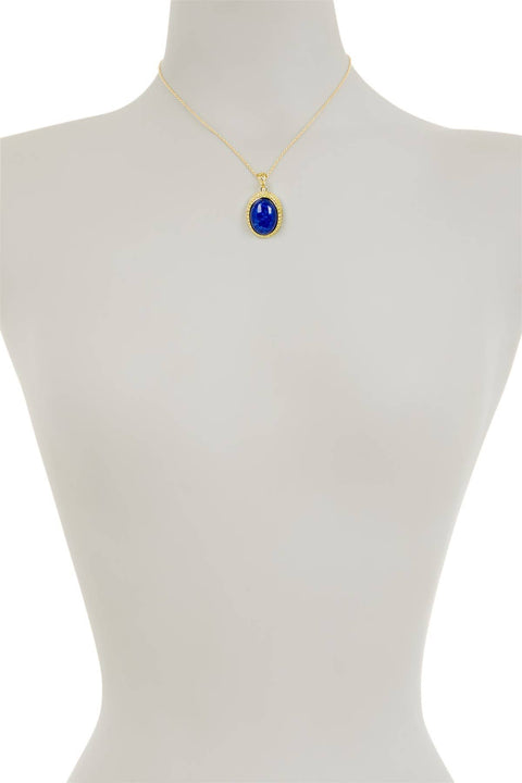 Lapis Oval Pendant Necklace - GF