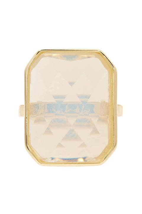 Moonstone Crystal Large Rectangle Ring - GF