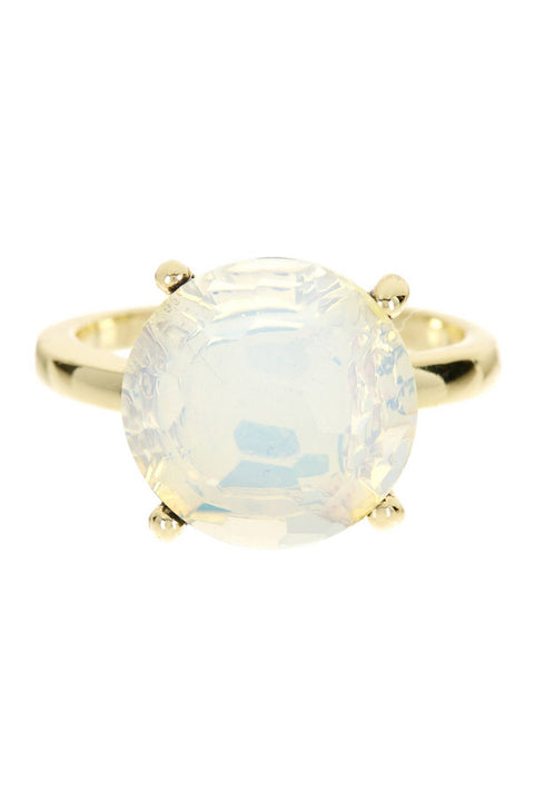 Moonstone Crystal Prong Set Round Ring - SF