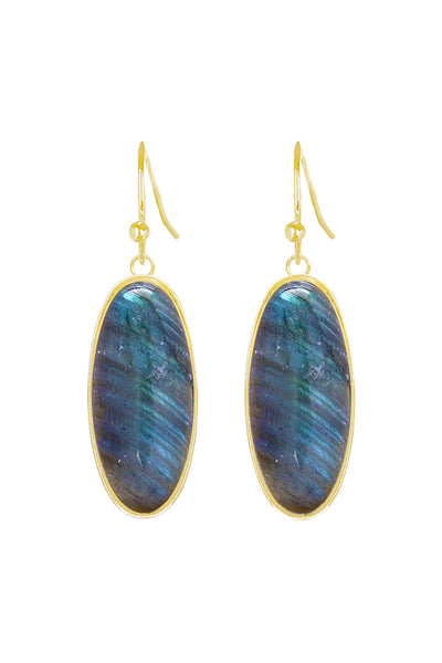 Labradorite Oval Drop Earrings - GF