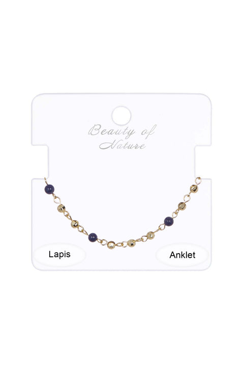 Victoria Lapis Beaded Anklet - GF