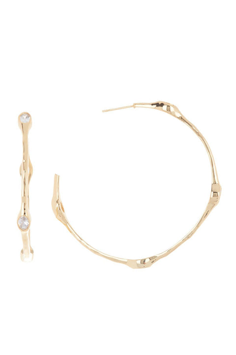 CZ Station Hoop Earring In Gold - GF