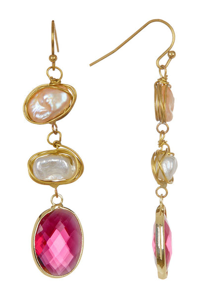 Crystal & Freshwater Pearl Drop Earrings - GF