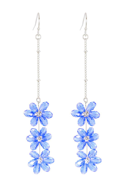 Tanzanite Austrian Crystal Flower Bloom Drop Earrings - SF