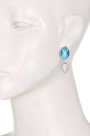 Swiss Blue & Moonstone Crystal Stud Earrings - SF