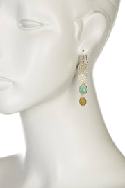 Green Aventurine & Filigree Disc Dangle Earrings - GF