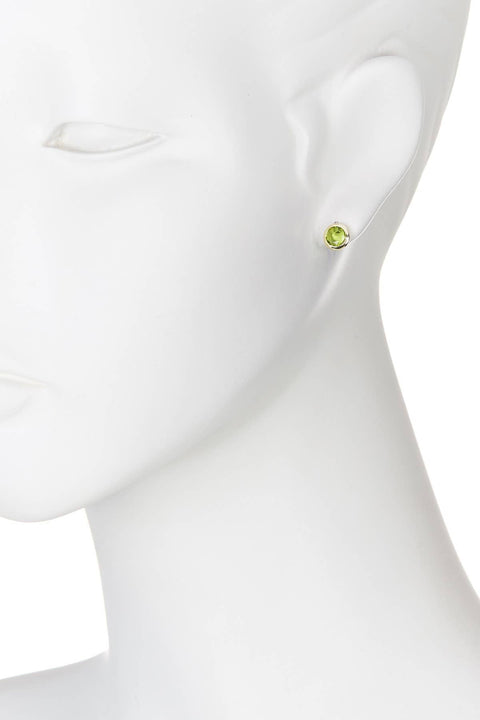 Peridot Crystal 7mm Post Earrings In Gold - GF