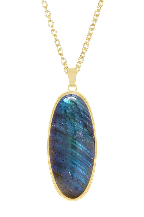 Labradorite Oval Pendant Necklace - GF