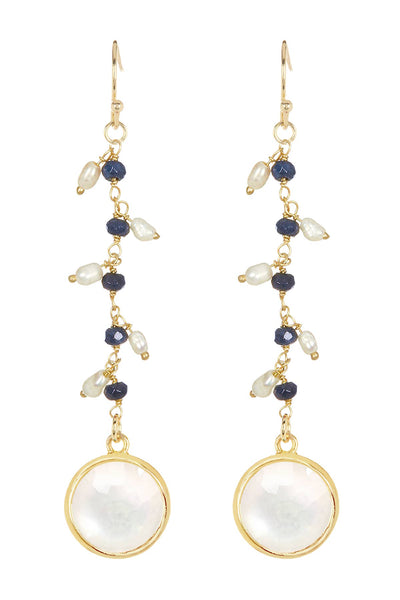 Mother of Pearl & Freshwater Pearl Drop Earrings - GF