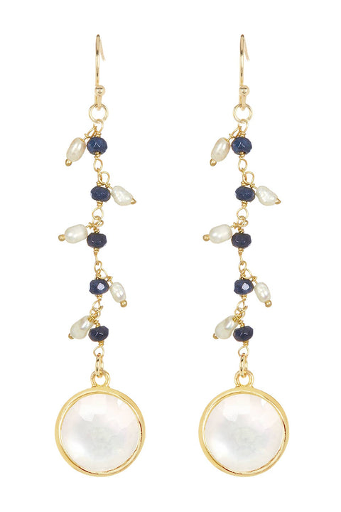 Mother of Pearl & Freshwater Pearl Drop Earrings - GF