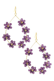 Lavender Austrian Crystal Flower Bloom Drop Earrings - GF