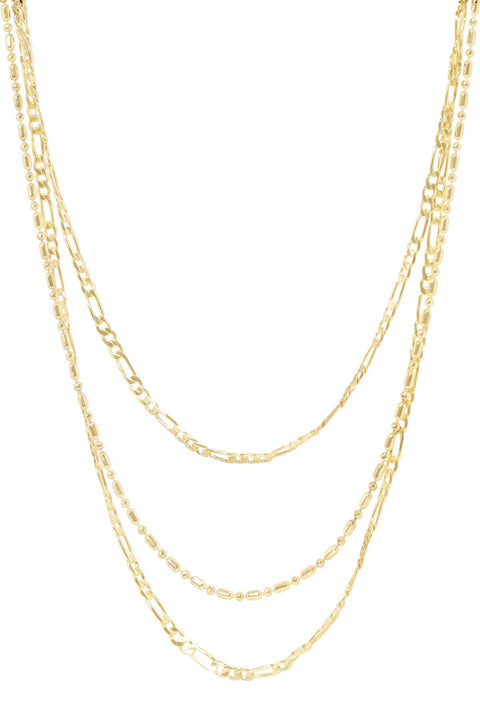 Triple Strand Layered Necklace - GP