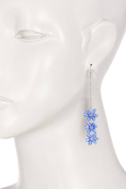 Tanzanite Austrian Crystal Flower Bloom Drop Earrings - SF