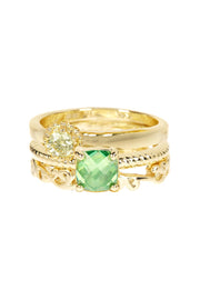 Emerald Crystal & CZ Stack Ring Set - GF