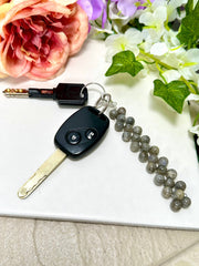 Labradorite 8mm Mala Beads Braided Keychain - SF/GF