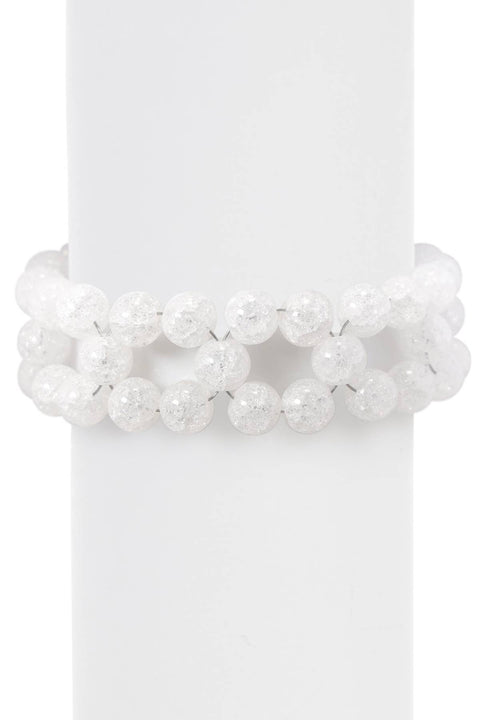 Crystal Quartz 8mm Beads Braided Bracelet - GF