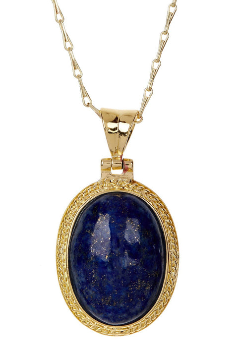 Lapis Oval Pendant Necklace - GF