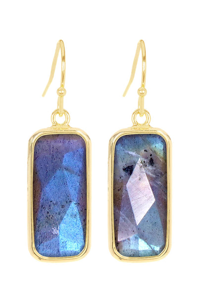 Labradorite Rectangle Earrings - GF