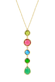 Green Chalcedony Crystal & Mixed Crystal Y Necklace - GF