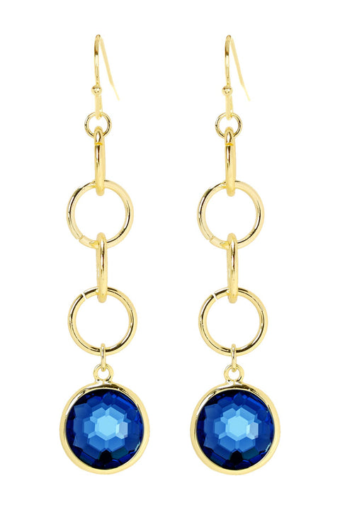 London Blue Crystal & Interlocking Circle Drop Earrings - GF