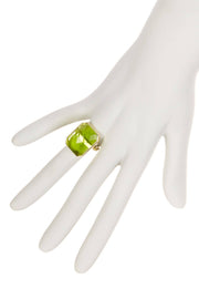 Peridot Crystal Large Rectangle Ring - GF