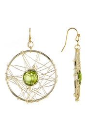 Peridot Crystal Dreamcatcher Drop Earrings - GF