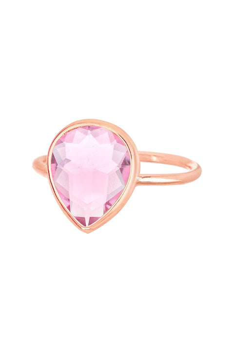 Pink Crystal Ring In Rose Gold - SF