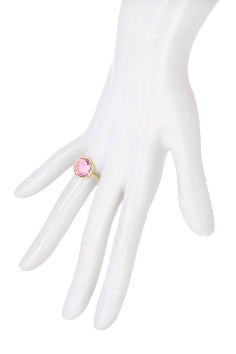 Pink Crystal Round Ring - GF