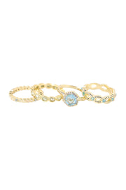 Sky Blue Crystal & CZ Stack Ring Set - GF