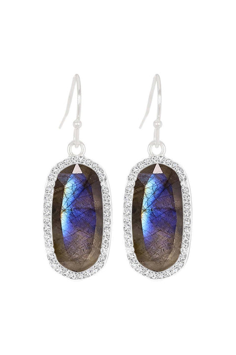 Labradorite Halo Drop Earrings - SF