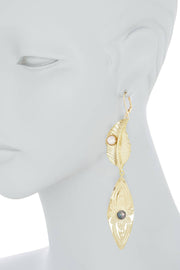 Freshwater Pearl & Leaf Statement Earrings - GF