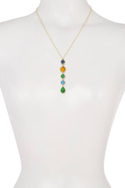 Green Chalcedony Crystal & Mixed Crystal Y Necklace - GF