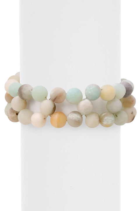 Matte Amazonite 8mm Beads Braided Bracelet - GF