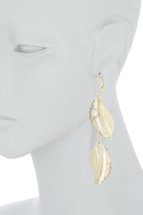 Freshwater Pearl & Leaf Statement Earrings - GF