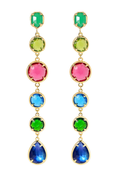 Labradorite Doublet & Mixed Crystal Drop Earrings - GF