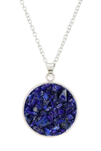 Lapis Round Shaped Pendant Necklace - SF