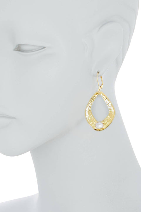 Cultured Pearl Drop Earrings In Gold - GF