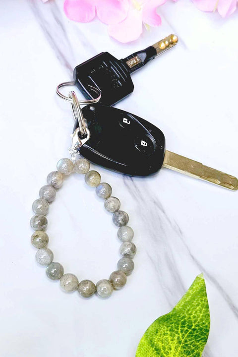 Labradorite 8mm Mala Beads Keychain - SF/GF