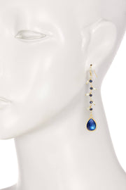 Labradorite Doublet & Pearl Drop Earrings - GF