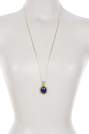 Lapis Oval Pendant Necklace - GF