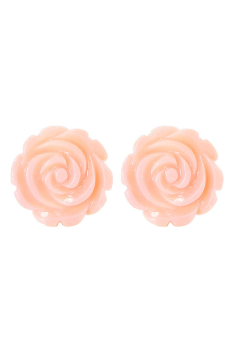 Sterling Silver & Mother Of Pearl Rose Post Earrings - SS