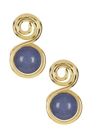 Lapis Spiral Stud Earrings In Gold - GF